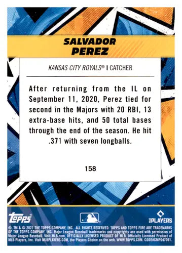 2021 Topps Fire Gold Minted #158 Salvador Perez NM-MT Royals ID:44762 - Baseball Card Single