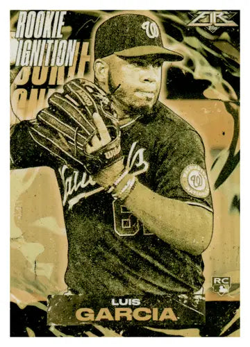 Luis Garcia baseball card from 2021 Topps Fire Rookie Ignition Gold Minted collection