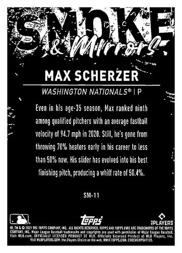 2021 Topps Fire Smoke and Mirrors Gold Minted #SM-11 Max Scherzer NM-MT ID:44766 - Baseball Card Single