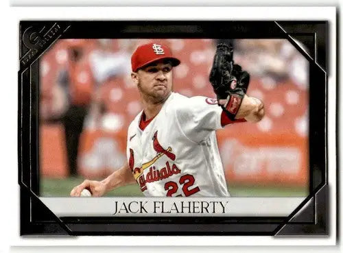 2021 Topps Gallery Jack Flaherty baseball card with original gloss showcasing Cardinals sports cards