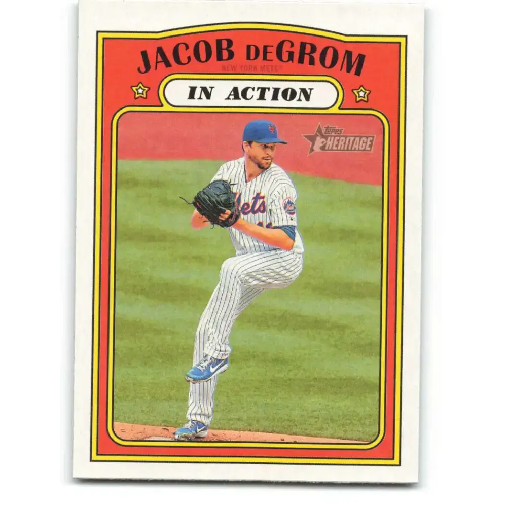 2021 Topps Heritage #100 Jacob deGrom NM-MT New York Mets Baseball Card - Baseball Card Single