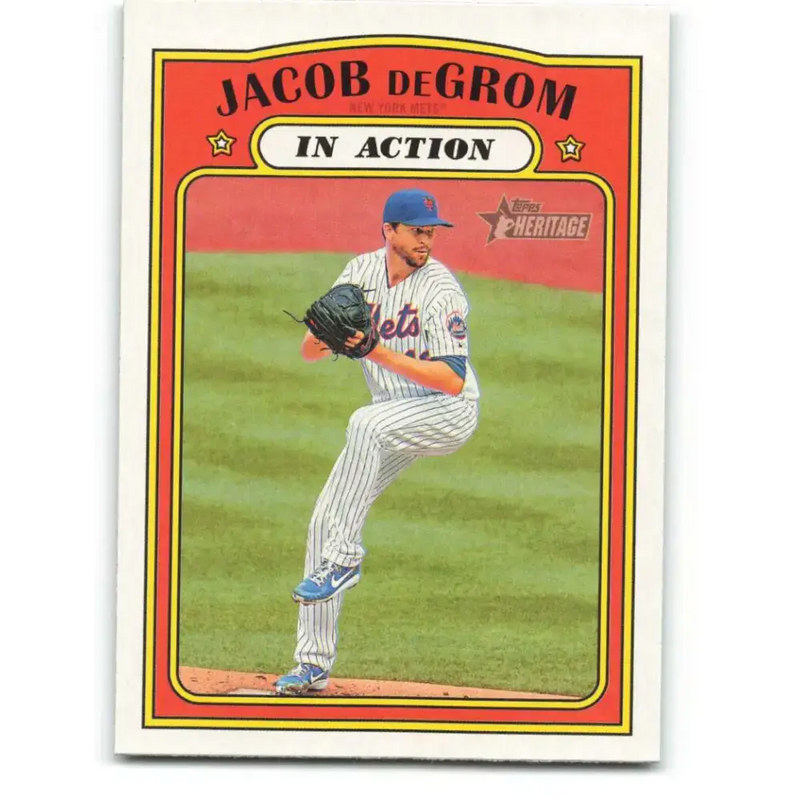 2021 Topps Heritage #100 Jacob deGrom NM-MT New York Mets Baseball Card - Baseball Card Single