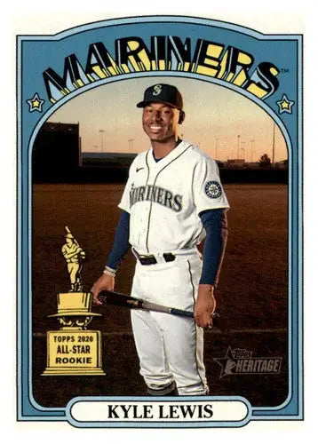 2021 Topps Heritage Kyle Lewis baseball card with original gloss near mint Mariners