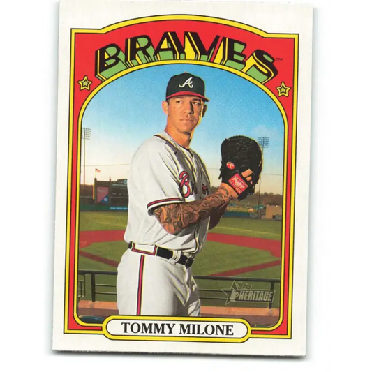 2021 Topps Heritage #116 Tommy Milone NM-MT RC Rookie Atlanta Braves Baseball Card - Baseball Card Single