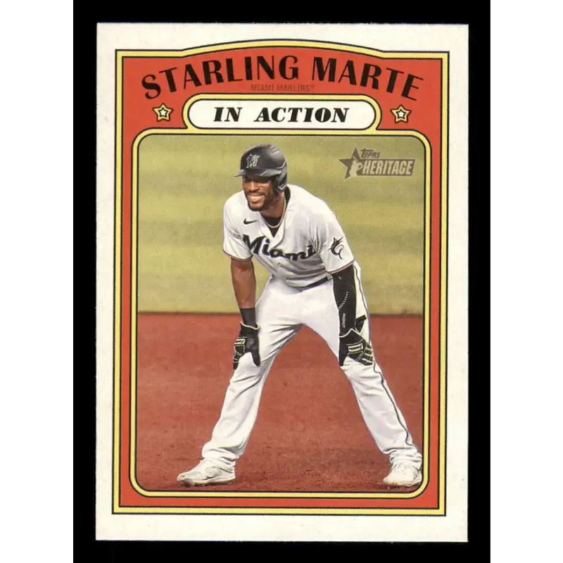 2021 Topps Heritage #132 Starling Marte NM-MT Miami Marlins Baseball Card - Baseball Card Single
