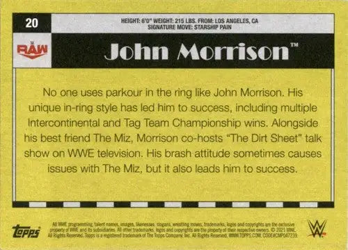 John Morrison wrestling card from 2021 Topps Heritage with original gloss, cards typically sell