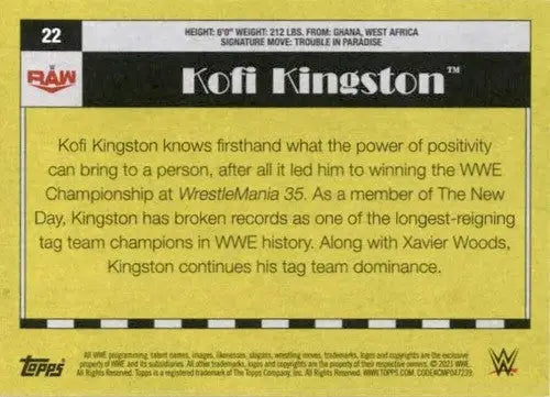 2021 Topps Heritage Kofi Kingston wrestling card with original gloss typically sell well