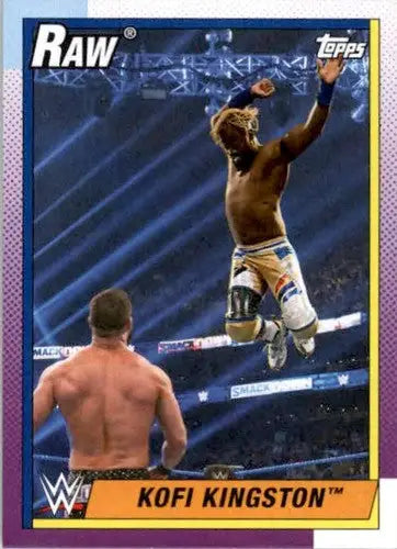 Wrestling trading card from 2021 Topps Heritage featuring Kofi Kingston, original gloss style
