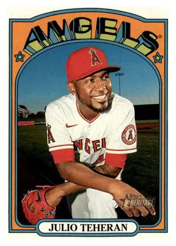 2021 Topps Heritage Julio Teheran baseball card with original gloss featuring Angels player