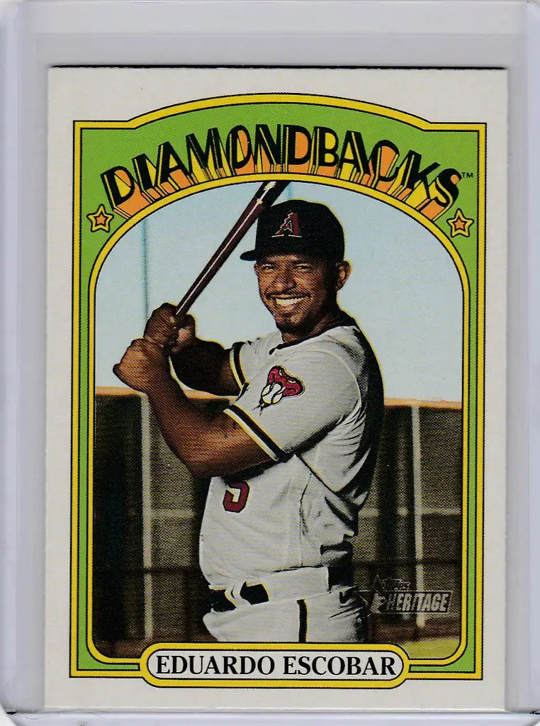 Baseball card of Eduardo Escobar Arizona Diamondbacks in batting stance