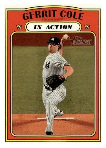 Gerrit Cole baseball card from 2021 Topps Heritage with original gloss, popular cards typically sell