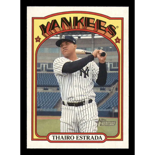 2021 Topps Heritage #258 Thairo Estrada NM-MT New York Yankees Baseball Card - Baseball Card Single