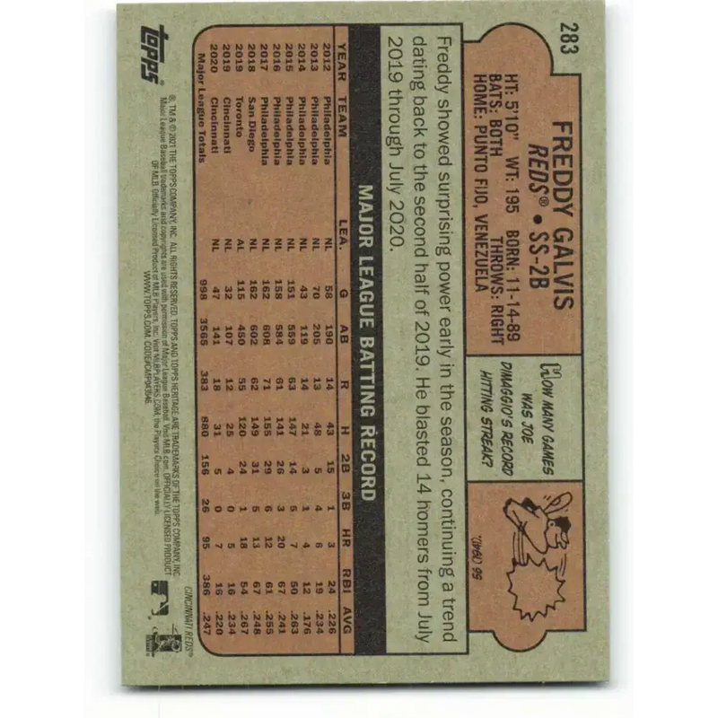 2021 Topps Heritage #283 Freddy Galvis NM-MT Cincinnati Reds Baseball Card - Baseball Card Single