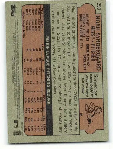 Collectible Topps Heritage Noah Syndergaard baseball card with original gloss