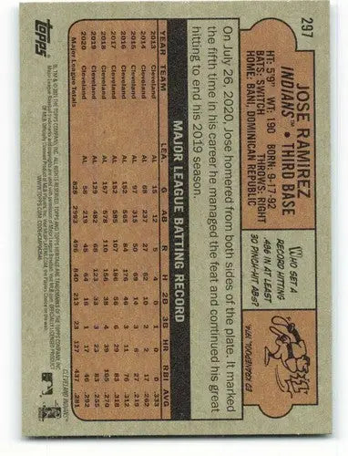 2021 Topps Heritage #297 Jose Ramirez NM-MT Indians - Baseball Card Single