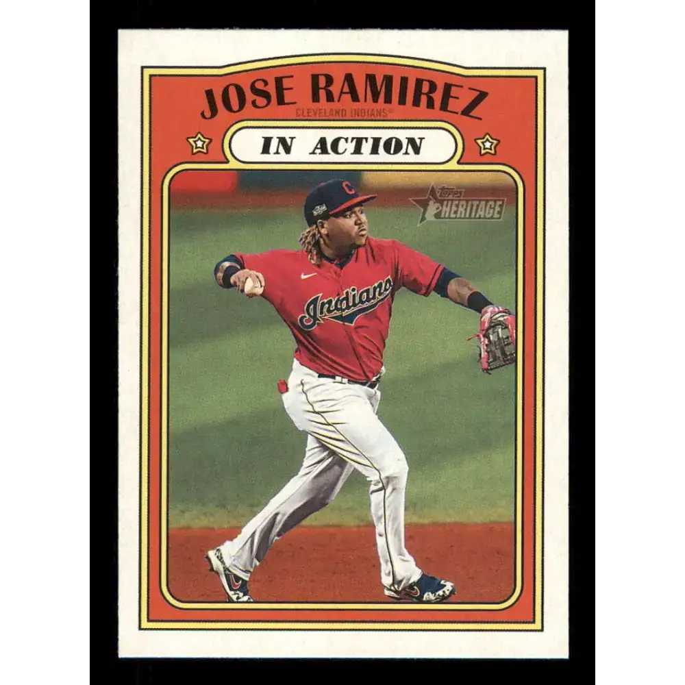 2021 Topps Heritage #298 Jose Ramirez NM-MT Cleveland Indians Baseball Card - Baseball Card Single