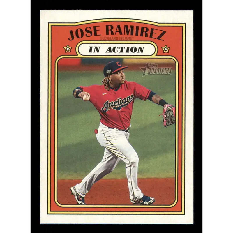2021 Topps Heritage #298 Jose Ramirez NM-MT Cleveland Indians Baseball Card - Baseball Card Single