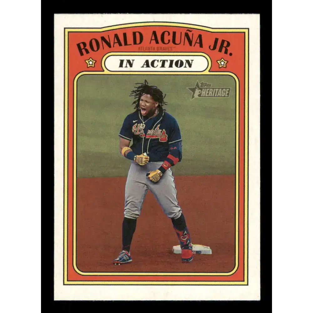 2021 Topps Heritage #300 Ronald Acuna Jr. NM-MT Atlanta Braves Baseball Card - Baseball Card Single