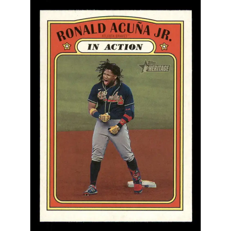 2021 Topps Heritage #300 Ronald Acuna Jr. NM-MT Atlanta Braves Baseball Card - Baseball Card Single