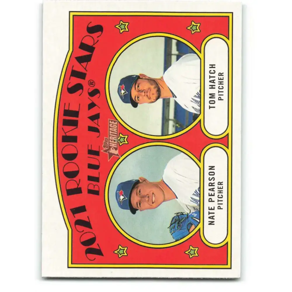2021 Topps Heritage #301 Tom Hatch/Nate Pearson NM-MT RC Rookie Toronto Blue Jays Baseball Card - Baseball Card Single