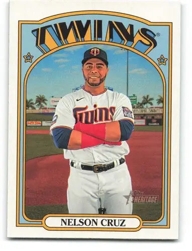 2021 Topps Heritage Nelson Cruz baseball card with original gloss for collectors