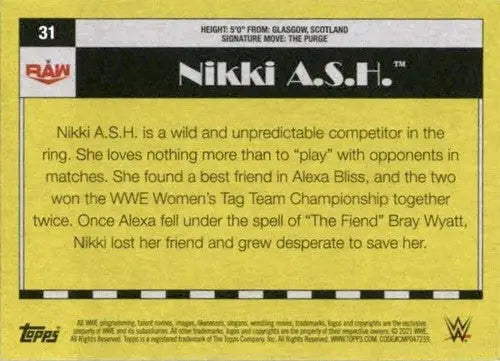 2021 Topps Heritage Nikki A.S.H. wrestling card with original gloss and sports cards focus
