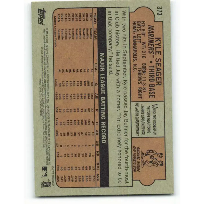 2021 Topps Heritage #373 Kyle Seager NM-MT RC Rookie Seattle Mariners Baseball Card - Baseball Card Single