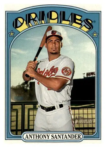 2021 Topps Heritage Anthony Santander baseball card with original gloss Orioles Simply Sandoval