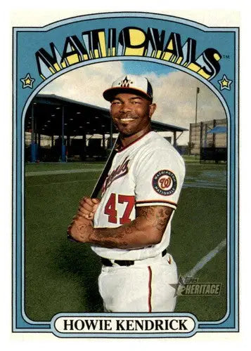 2021 Topps Heritage Howie Kendrick baseball card with original gloss for Nationals collection
