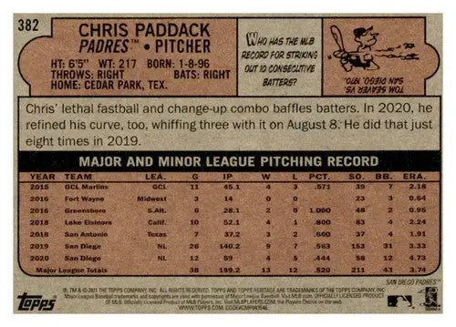 2021 Topps Heritage #382 Chris Paddack NM-MT Padres - Baseball Card Single
