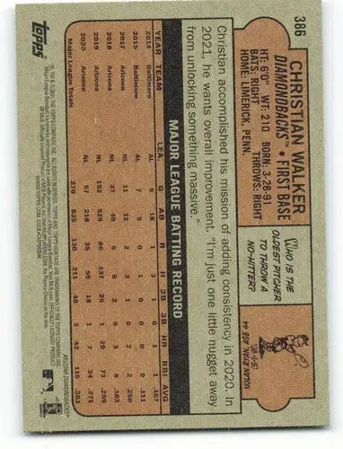 2021 Topps Heritage #386 Christian Walker NM-MT Diamondbacks - Baseball Card Single