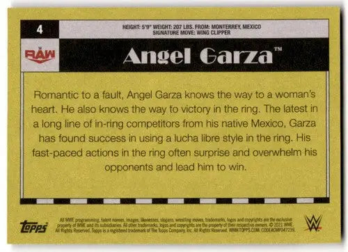 2021 Topps Heritage Angel Garza wrestling card with original gloss typically sells well