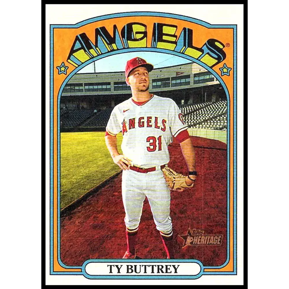 2021 Topps Heritage #4 Ty Buttrey NM-MT Los Angeles Angels Baseball Card - Baseball Card Single