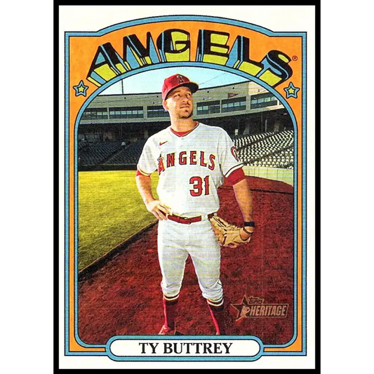 2021 Topps Heritage #4 Ty Buttrey NM-MT Los Angeles Angels Baseball Card - Baseball Card Single