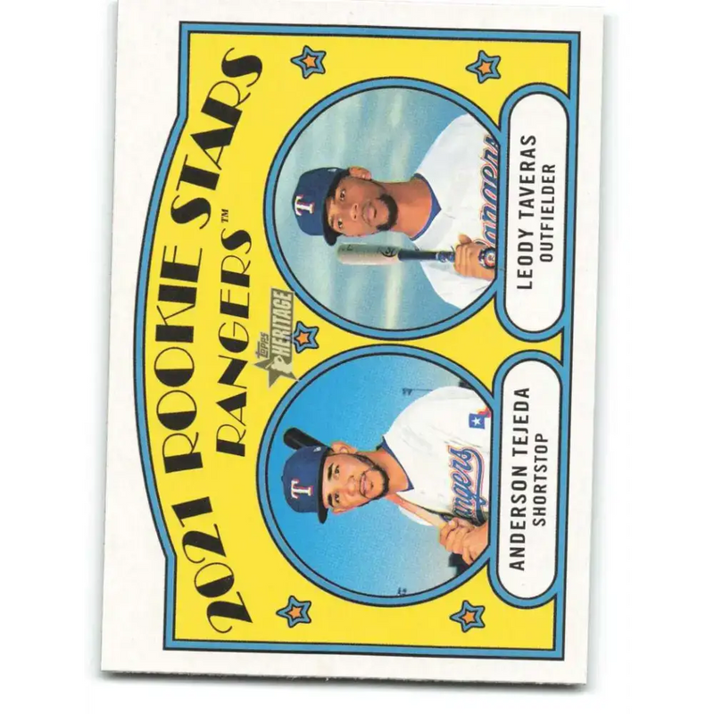 2021 Topps Heritage #400 Anderson Tejeda/Leody Taveras NM-MT RC Rookie Texas Rangers Baseball Card - Baseball Card