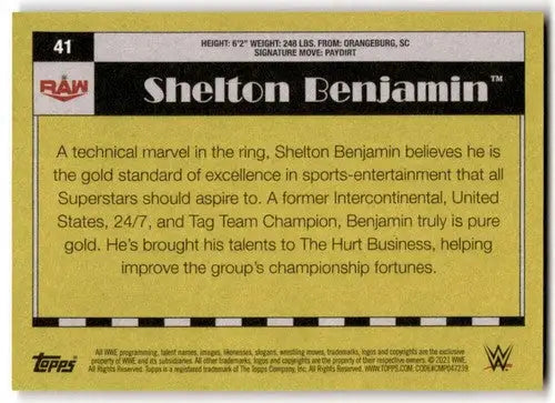 Shelton Benjamin wrestling card from 2021 Topps Heritage with original gloss appearance