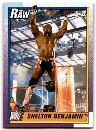 Shelton Benjamin wrestling card from 2021 Topps Heritage with original gloss artwork