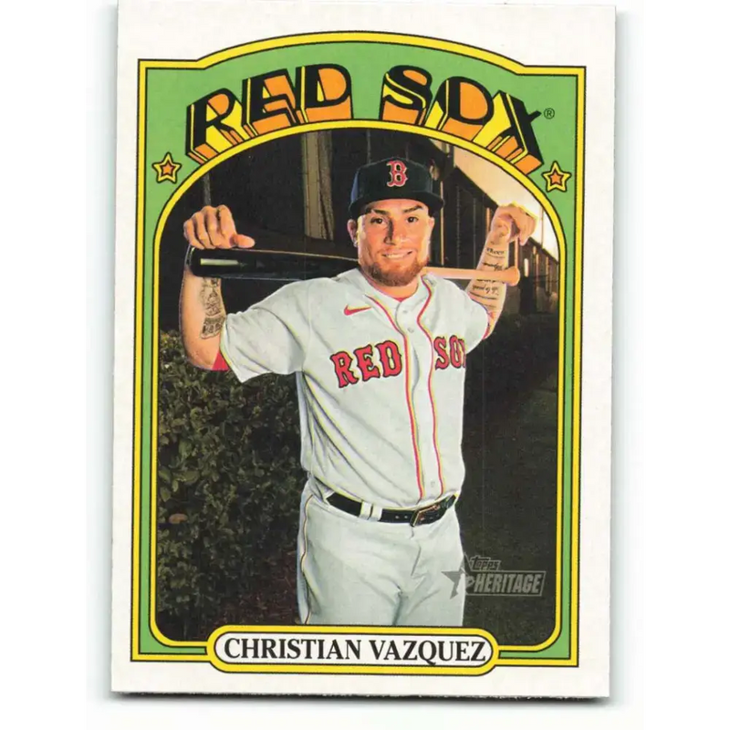 2021 Topps Heritage #412 Christian Vazquez NM-MT SP Boston Red Sox Baseball Card - Baseball Card Single