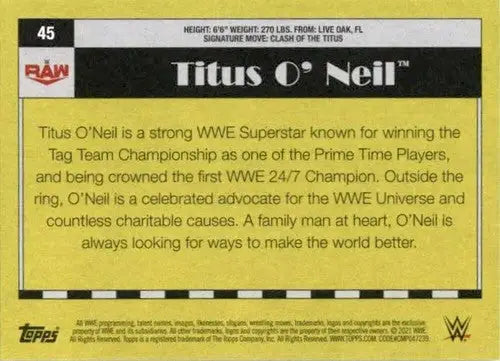 Original gloss Titus O Neil wrestling card from 2021 Topps Heritage NM MT