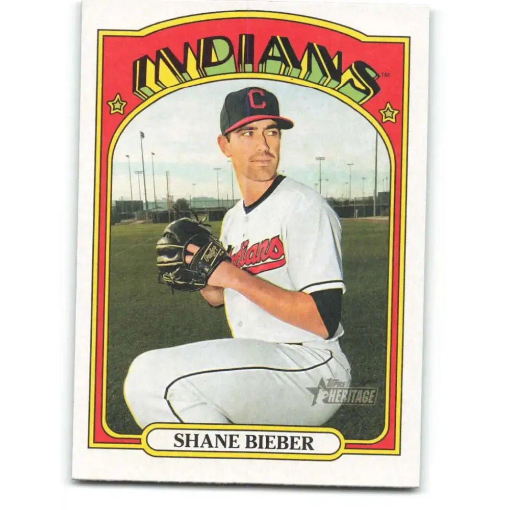 2021 Topps Heritage #47 Shane Bieber NM-MT Cleveland Indians Baseball Card - Baseball Card Single
