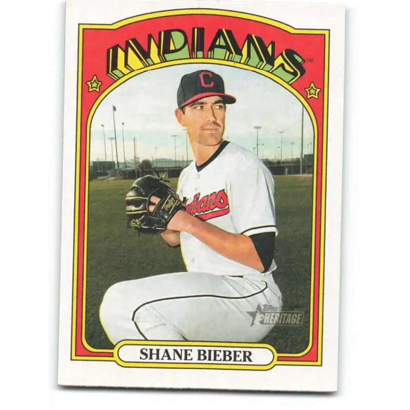 2021 Topps Heritage #47 Shane Bieber NM-MT Cleveland Indians Baseball Card - Baseball Card Single