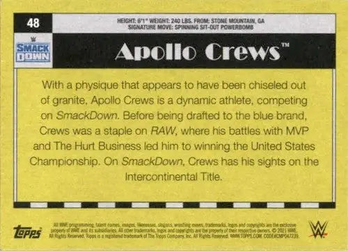 Apollo Crews wrestling card from 2021 Topps Heritage featuring original gloss