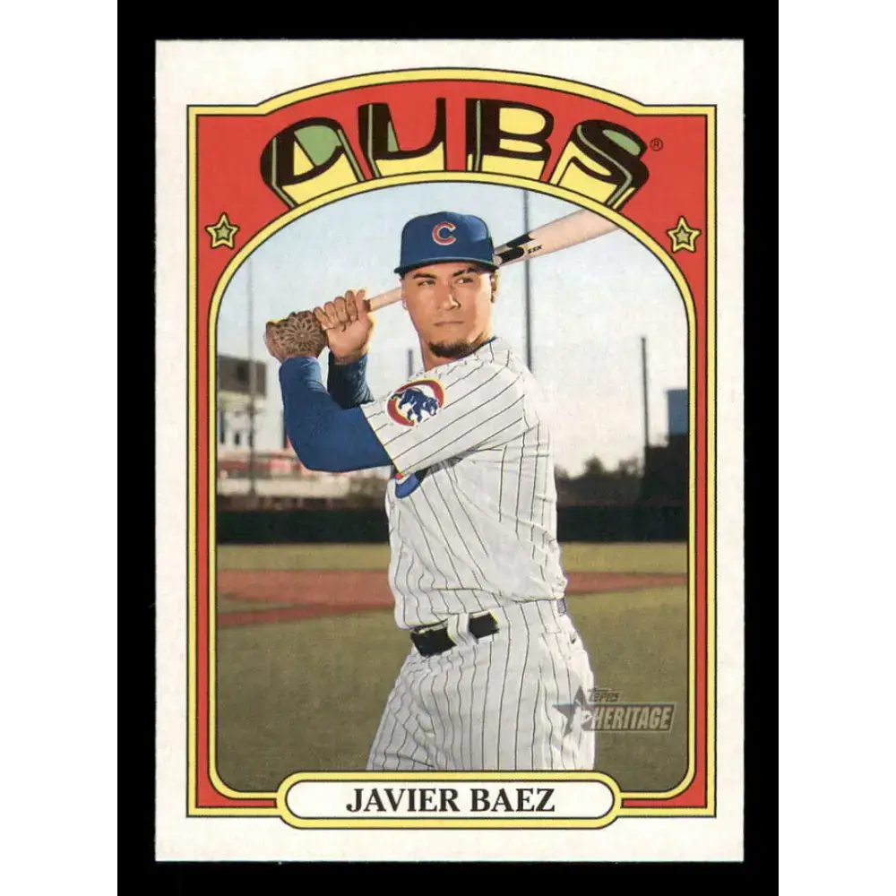 2021 Topps Heritage #51 Javier Baez NM-MT Chicago Cubs Baseball Card - Baseball Card Single