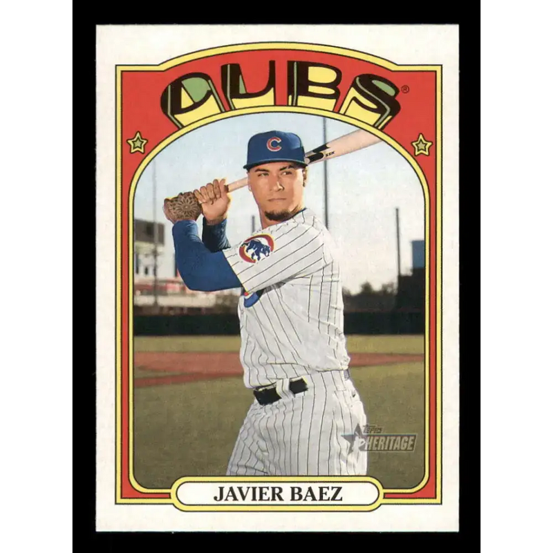 2021 Topps Heritage #51 Javier Baez NM-MT Chicago Cubs Baseball Card - Baseball Card Single