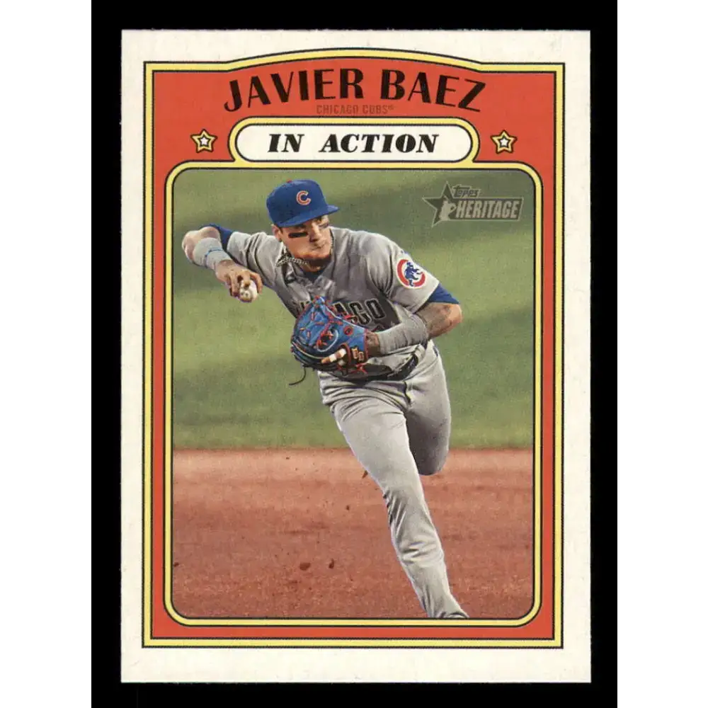 2021 Topps Heritage #52 Javier Baez NM-MT Chicago Cubs Baseball Card - Baseball Card Single