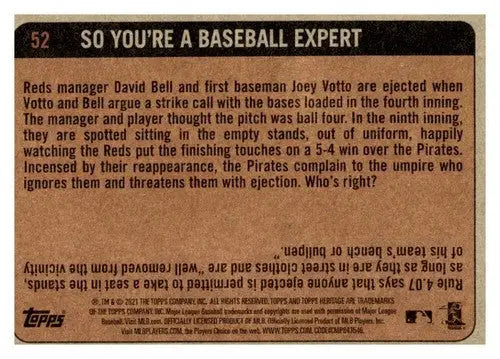 2021 Topps Heritage Javier Baez baseball card back with original gloss in Near Mint condition