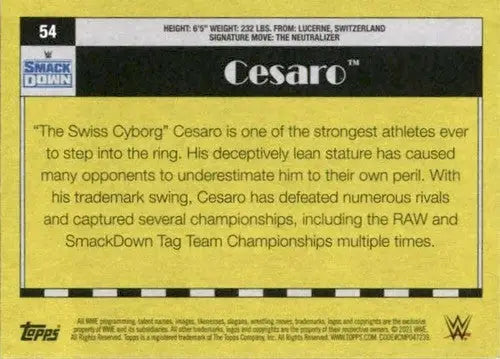 2021 Topps Heritage Cesaro wrestling card with original gloss displayed