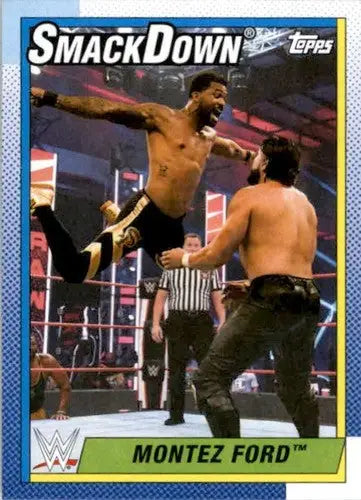 Original gloss of Montez Ford wrestling card from Topps Heritage 2021 Simply Sandoval