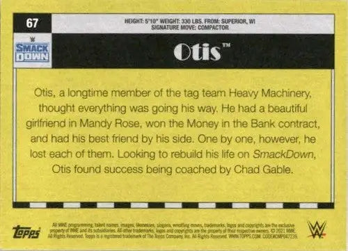 Wrestling card featuring Otis from 2021 Topps Heritage with original gloss Simply Sandoval