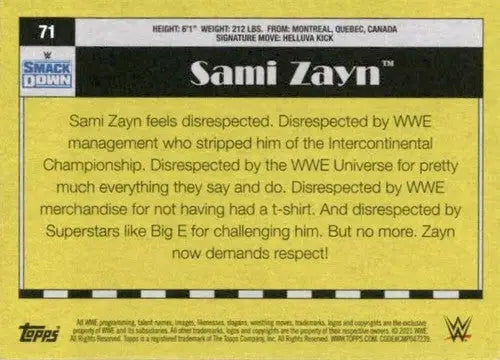 2021 Topps Heritage Sami Zayn wrestling card with original gloss by Simply Sandoval